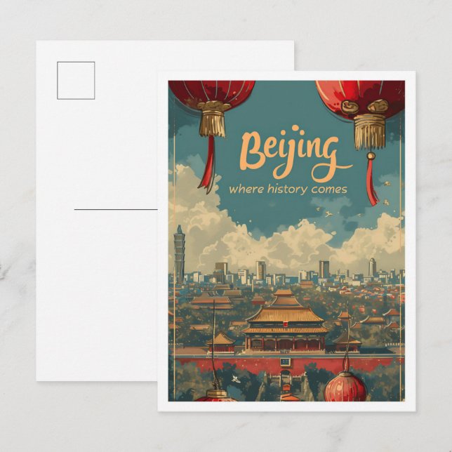 Peking China Vintage Kunst Postkarte (Vorne/Hinten)