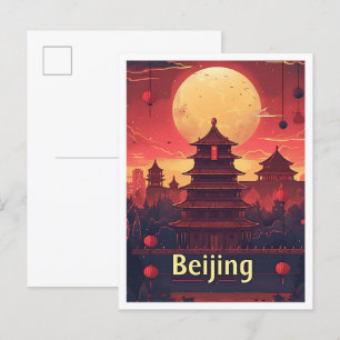 Peking China Vintage-Kunst-Reiseillustration Postkarte