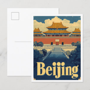 Peking China Vintage Reiseillustration Postkarte
