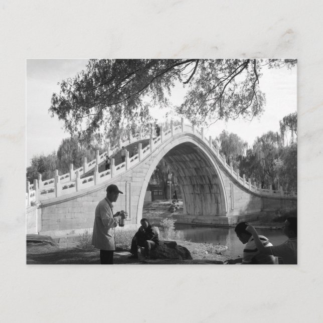 Pekinger Sommerpalastbrücke Vintage Postkarte (Vorderseite)