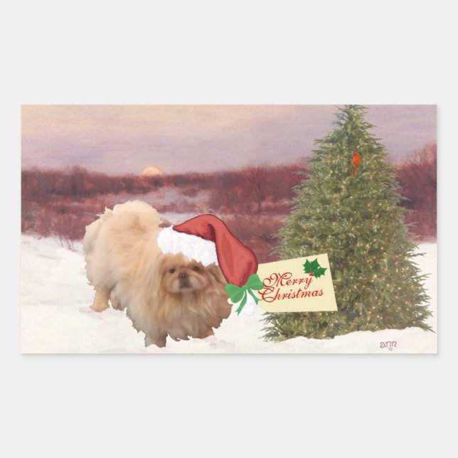 Pekinger Weihnachten Rechteckiger Aufkleber (Vorderseite)