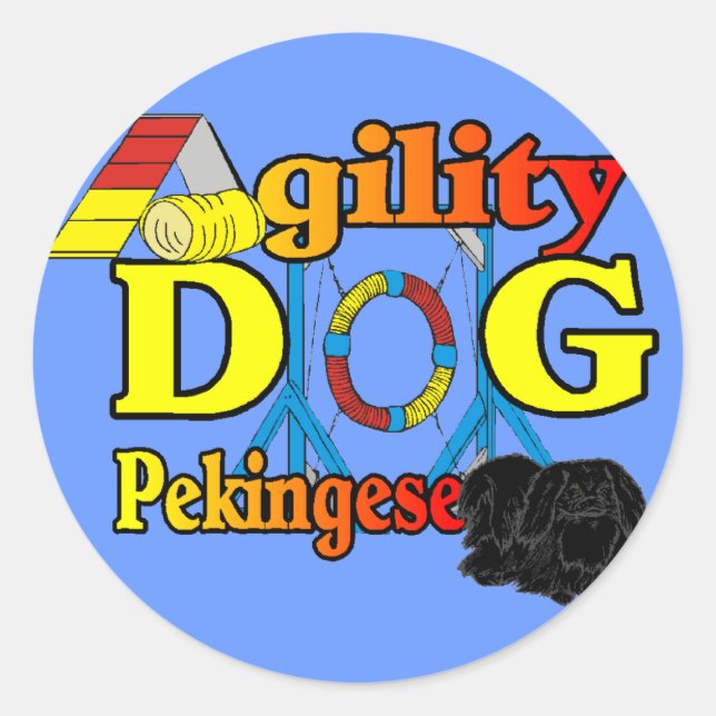 Pekingese_Agility Geschenke Runder Aufkleber (Vorderseite)