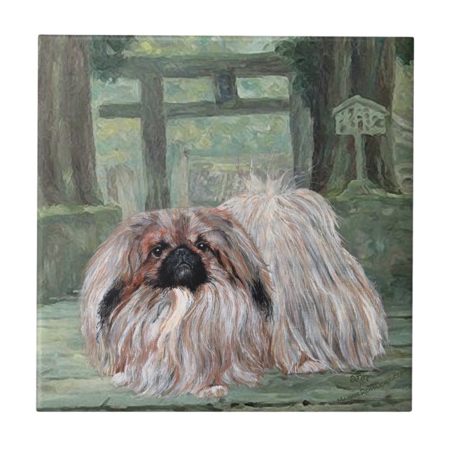 Pekingese am Orientalischen Tor Fliese (Vorderseite)