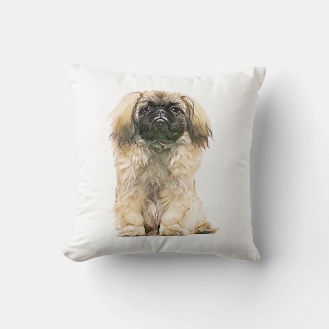 Pekingese Aquarellmalerei Kissen (Vorderseite)