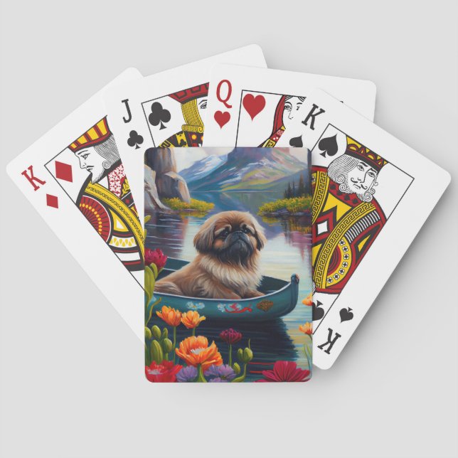 Pekingese auf dem Paddle: Ein Landschaftliches Abe Spielkarten (Rückseite)