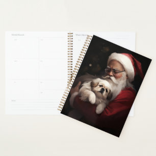 Pekingese avec le Père Noël Festif Noël