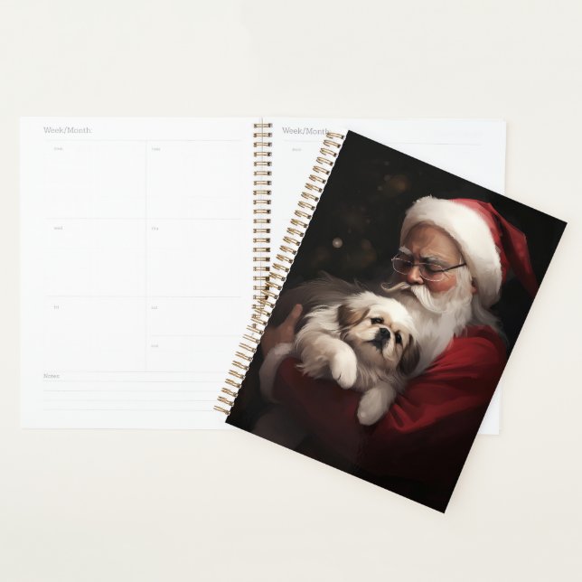 Pekingese avec le Père Noël Festif Noël (Devant avec enveloppe)