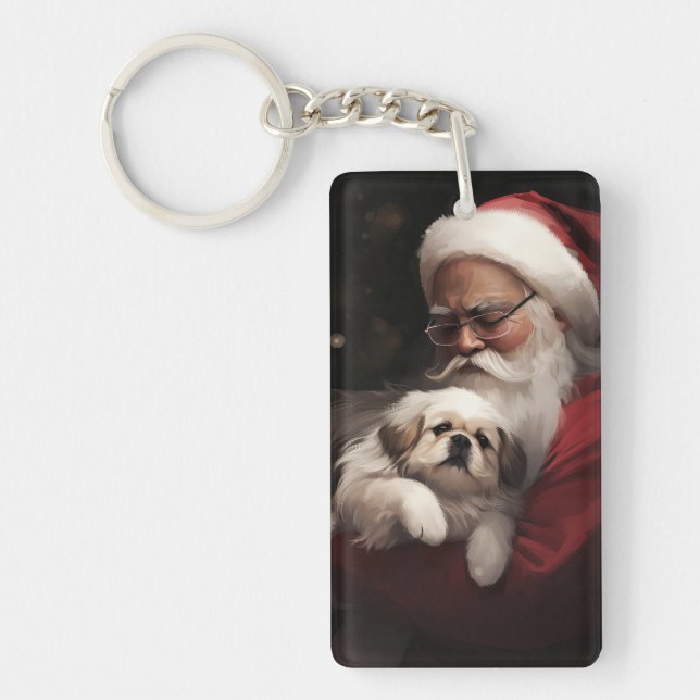 Pekingese avec le Père Noël Festif Noël (Devant)