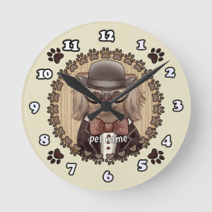 Pekingese avec lunettes Horloge