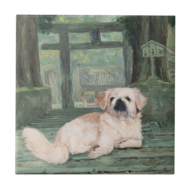 Pekingese beim Oriental Gateway Fliese (Vorderseite)