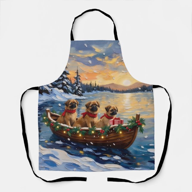 Pekingese Christmas Boat Holiday Schürze (Vorderseite)