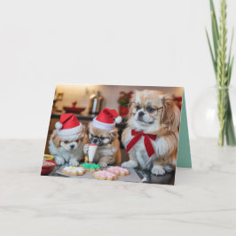 Pekingese Christmas Cookie Card Karte