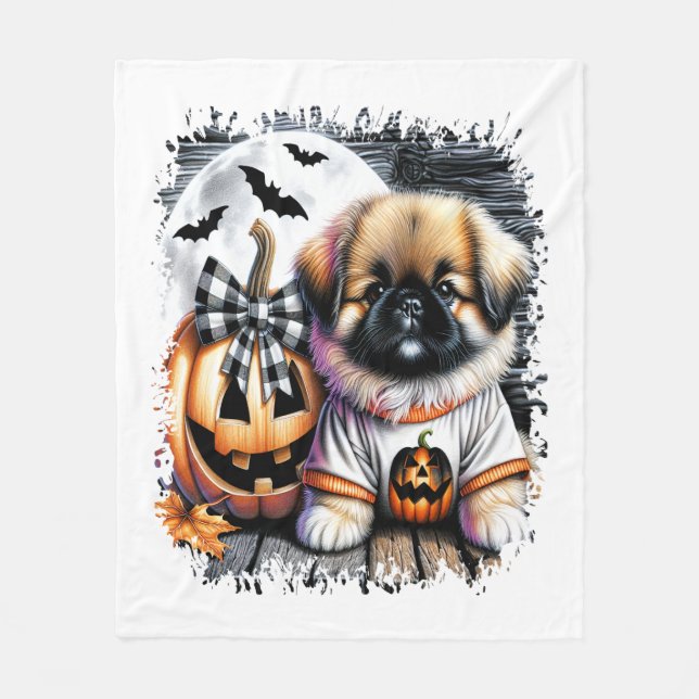 Pekingese Dog Halloween Square Fleecedecke (Vorderseite)