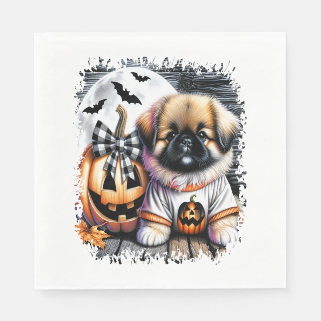 Pekingese Dog Halloween Square Serviette (Vorderseite)