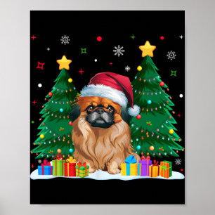 Pekingese Dog Lovers Weihnachtsmannmütze Ugly Chri Poster