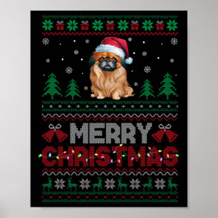 Pekingese Dog Lovers Weihnachtsmannmütze Weihnacht Poster
