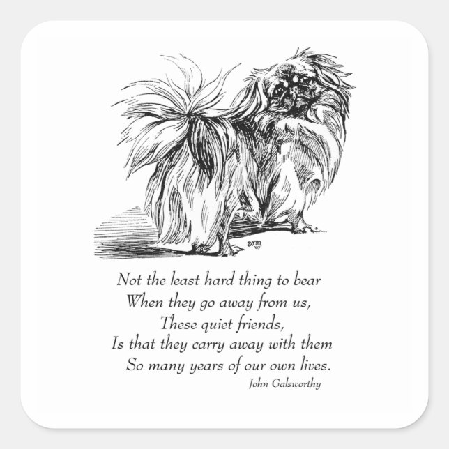 Pekingese Dog Rainbow Bridge Quadratischer Aufkleber (Vorderseite)