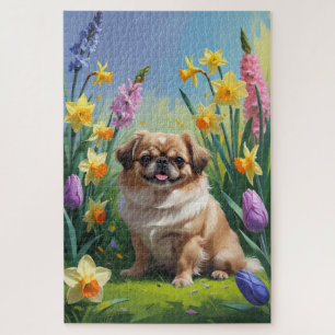 Pekingese Dog Spring Blumen Malerei