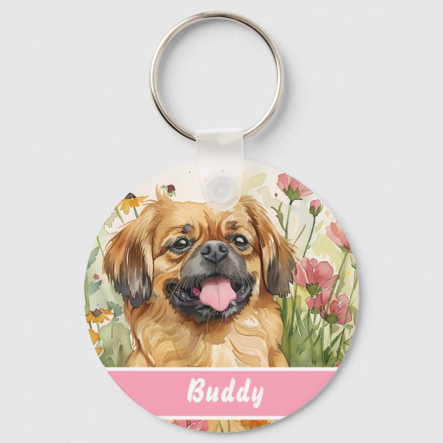 Pekingese Dog Tag – Custom Info Schlüsselanhänger (Vorderseite)