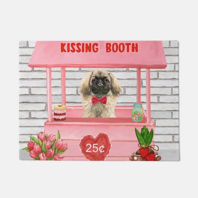 Pekingese Dog Valentine's Day Kissing Booth Fußmatte (Vorderseite)