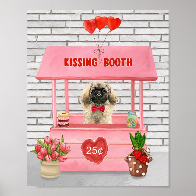 Pekingese Dog Valentine's Day Kissing Booth Poster (Vorne)