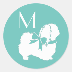 Pekingese Doppy Puppy Runder Aufkleber