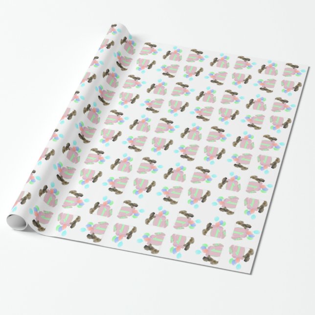 Pekingese-Feierballons Geschenkpapier (Ungerollt)