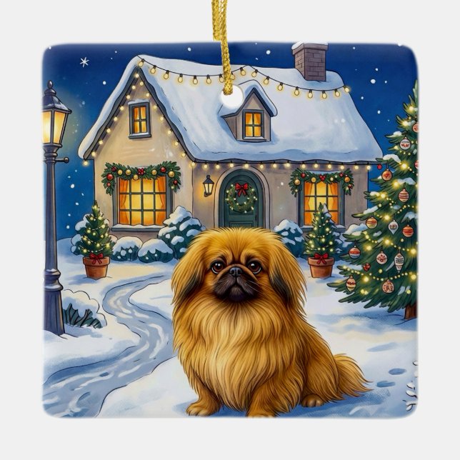 Pekingese Ferien  Keramikornament (Vorderseite)