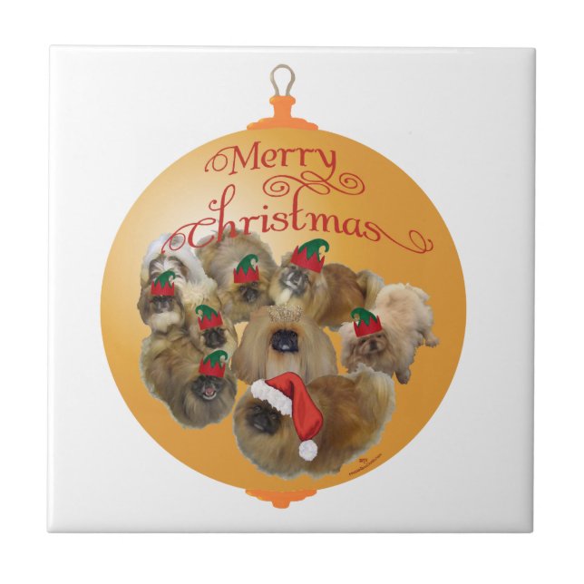 Pekingese Group Ornament Fliese (Vorderseite)
