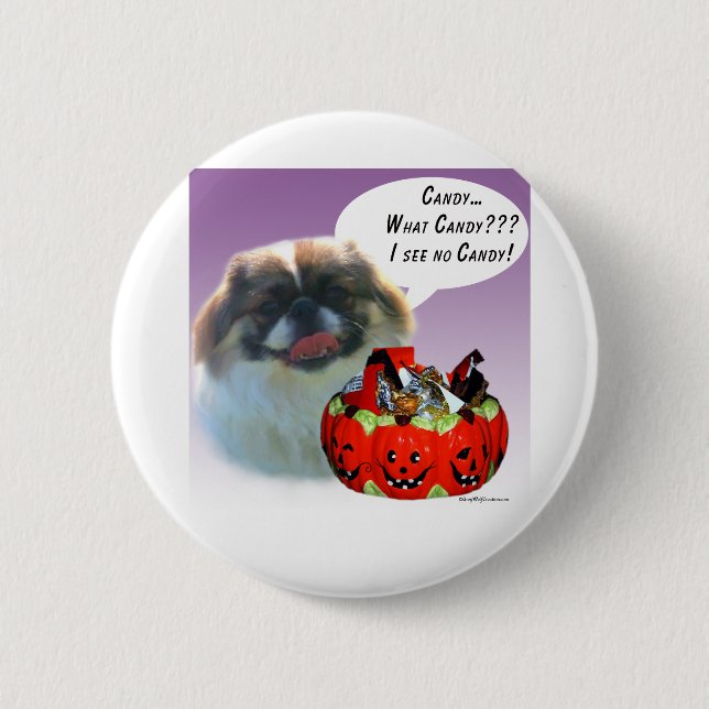 Pekingese Halloween Candy Button (Vorderseite)