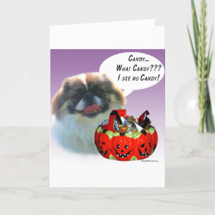 Pekingese Halloween Candy Karte