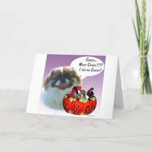 Pekingese Halloween Candy Karte