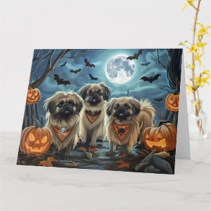 Pekingese Halloween Spooky Karte