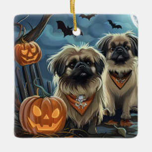 Pekingese Halloween Spooky Keramikornament
