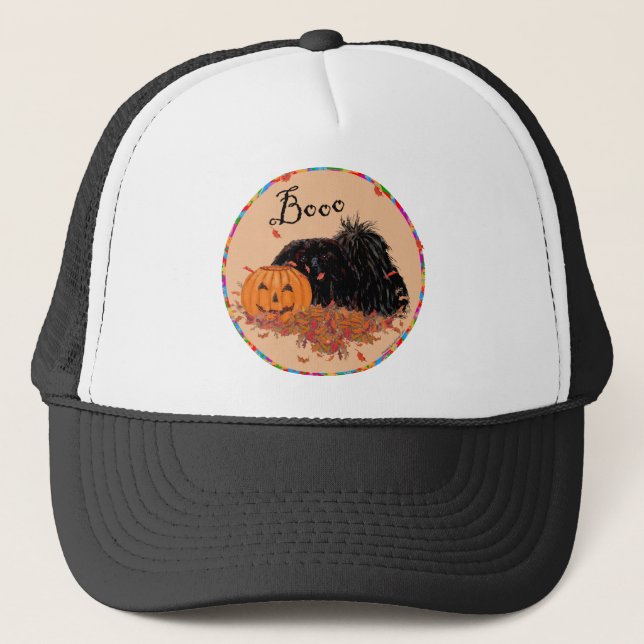Pekingese Halloween Truckerkappe (Vorderseite)