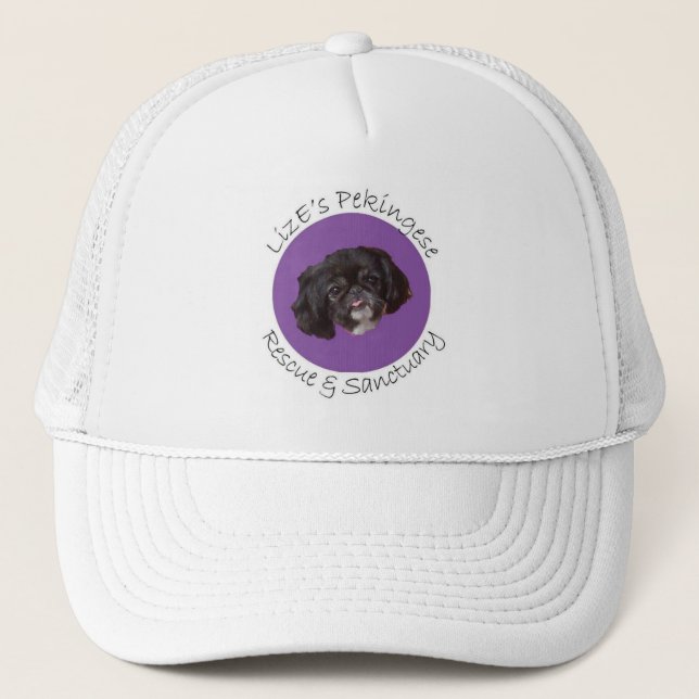 Pekingese Hat - Baseball/LKW-Stil Liz E's Truckerkappe (Vorderseite)