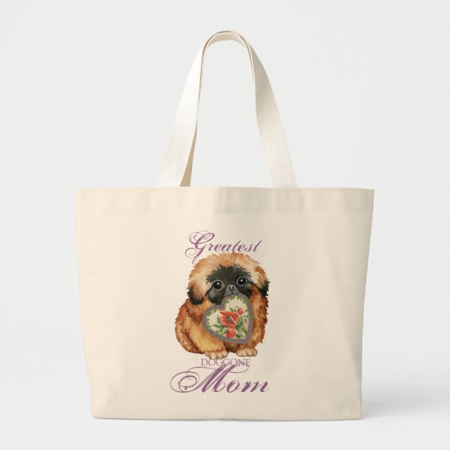 Pekingese Herzerkrankung Mama Jumbo Stoffbeutel (Vorne)