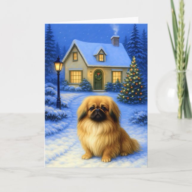 Pekingese Holiday Card Feiertagskarte (Vorderseite)