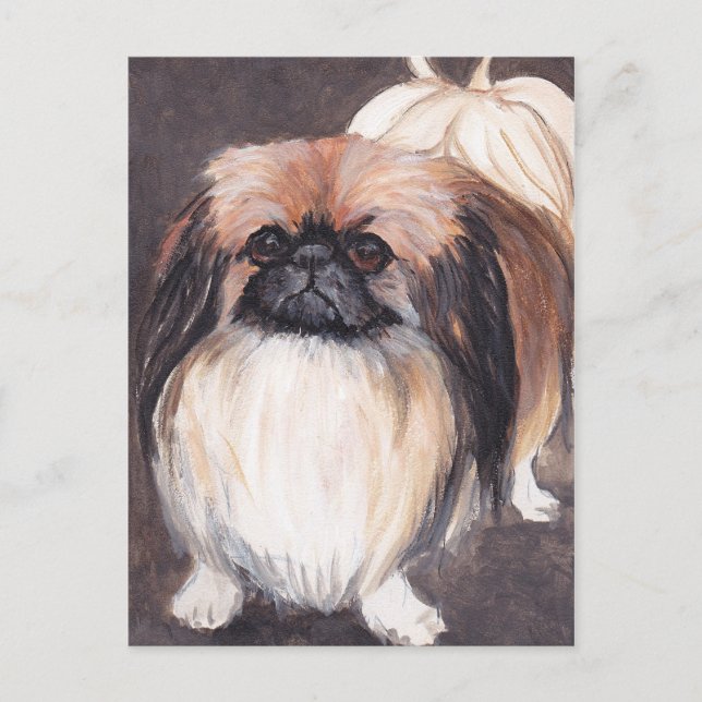 Pekingese Hund Art Postkarte (Vorderseite)