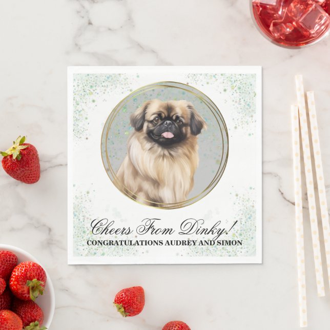 Pekingese Hund Hochzeit Napkins mit Hunde Foto Serviette (Beispiel)