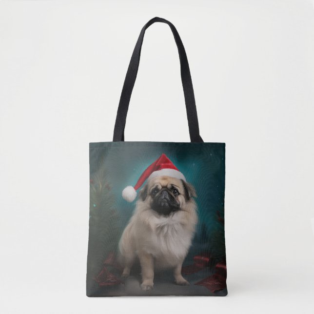 Pekingese Hund im Schnee Weihnachten Tasche (Vorderseite)