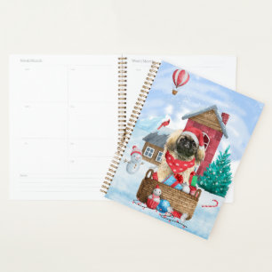 Pekingese Hund im Schnee Weihnachtshaus Planer