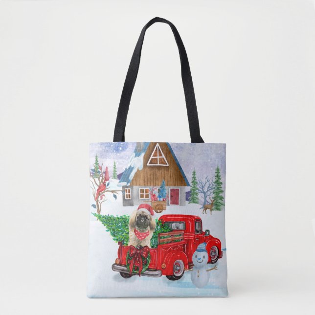 Pekingese Hund in der Weihnachtslieferung LKW Schn Tasche (Vorderseite)