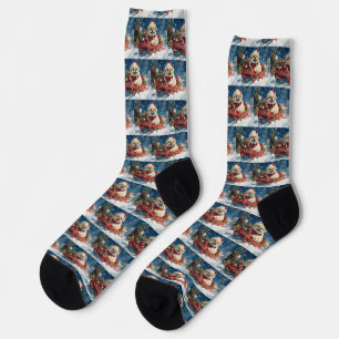 Pekingese Hund in Sledge Lass es Schnee Weihnachte Socken
