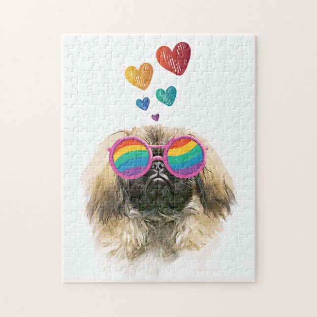 Pekingese Hund mit Herz Valentinstag (Vertikal)