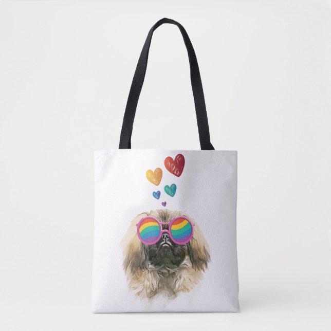 Pekingese Hund mit Herz Valentinstag Tasche (Vorderseite)