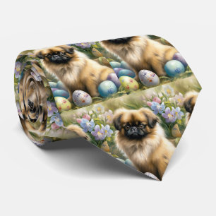 Pekingese-Hund mit Ostereiern Feiertag Krawatte