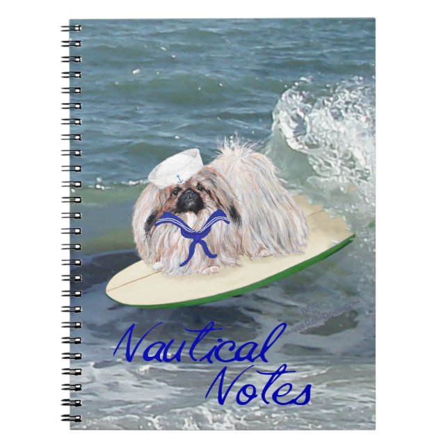 Pekingese Hund surfen Notizblock (Vorderseite)