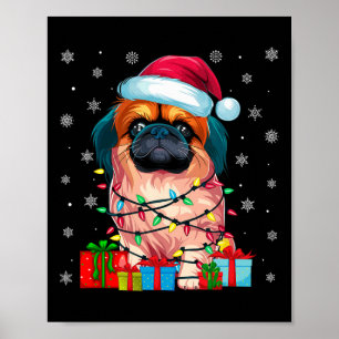 Pekingese Hund Ugly Xmas Lights Santa Pekingese Hu Poster