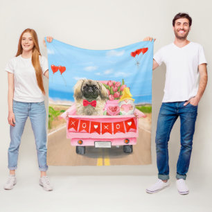 Pekingese-Hund Valentinstag-Lieferwagen-Wurf Fleecedecke